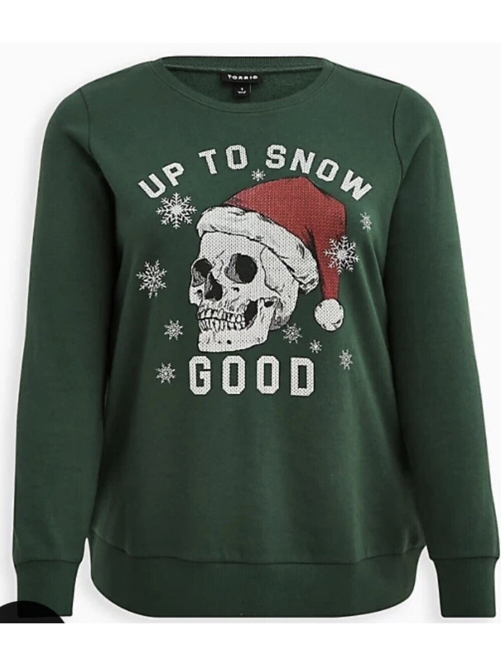 Torrid Up To Snow Good Sweatshirt Sz 3 3X Skull Santa Hat Christmas Plus Edgy